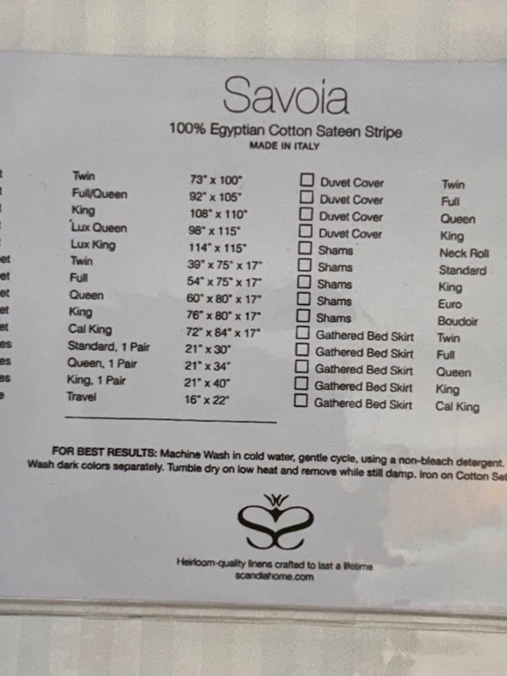 Scandia Savoia 100% Egyptian Cotton White Sateen Stripe Luxe Queen Flat Sheet